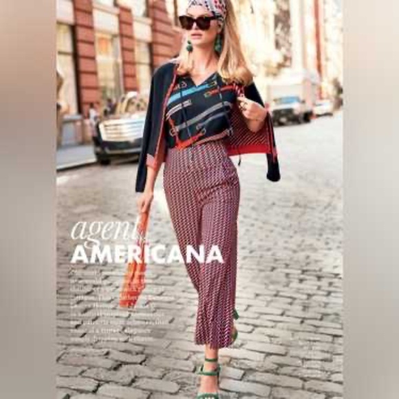 CAbi Geometric Chevron Wide-Leg Pants – Size Small - Picture 4 of 6